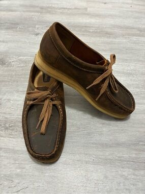 Vintage Clarks Originals Brown Leather Wallabee Moc Toe Shoes Women’s